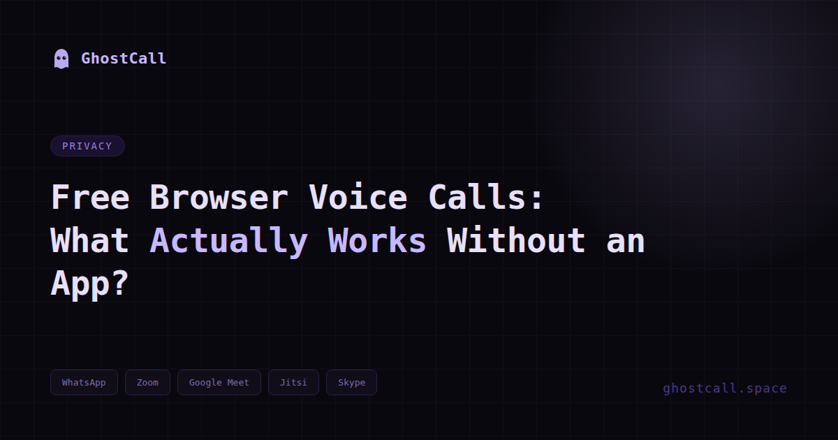 Free browser voice calls in 2026 - what actually works without an app or account